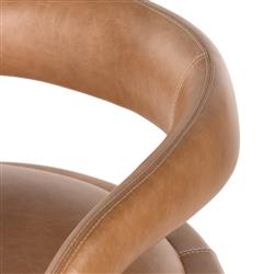 Alexander Mid Century Modern Brown Upholstered Leather Barrel Living Room Chair|