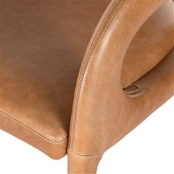 Alexander Mid Century Modern Brown Upholstered Leather Barrel Living Room Chair|