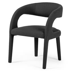 Alexander Mid Century Modern Charcoal Black Performance Boucle Dining Arm Chair|