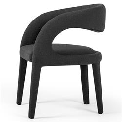 Alexander Mid Century Modern Charcoal Black Performance Boucle Dining Arm Chair|