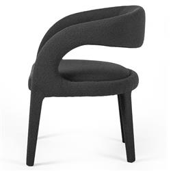 Alexander Mid Century Modern Charcoal Black Performance Boucle Dining Arm Chair|