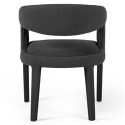 Alexander Mid Century Modern Charcoal Black Performance Boucle Dining Arm Chair|