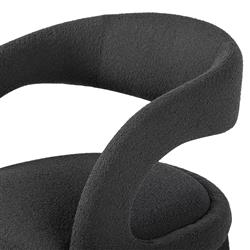 Alexander Mid Century Modern Charcoal Black Performance Boucle Dining Arm Chair|