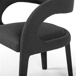 Alexander Mid Century Modern Charcoal Black Performance Boucle Dining Arm Chair|