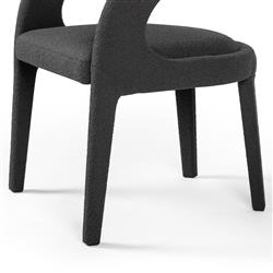 Alexander Mid Century Modern Charcoal Black Performance Boucle Dining Arm Chair|