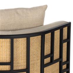 Jun Coastal Cream Performance Woven Cane Black Wood Frame Chaise Lounge|