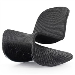 Ivanna Coastal Beach Black Woven Wicker Outdoor Rocking Chair|