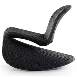 Ivanna Coastal Beach Black Woven Wicker Outdoor Rocking Chair|