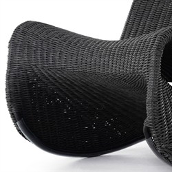 Ivanna Coastal Beach Black Woven Wicker Outdoor Rocking Chair|