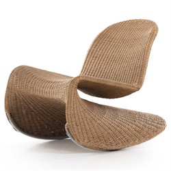 Ivanna Coastal Beach Brown Woven Wicker Outdoor Rocking Chair|