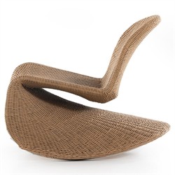 Ivanna Coastal Beach Brown Woven Wicker Outdoor Rocking Chair|