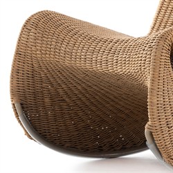 Ivanna Coastal Beach Brown Woven Wicker Outdoor Rocking Chair|