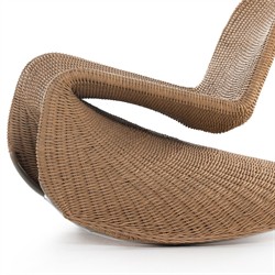 Ivanna Coastal Beach Brown Woven Wicker Outdoor Rocking Chair|