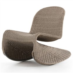 Ivanna Coastal Beach Beige Woven Wicker Outdoor Rocking Chair|