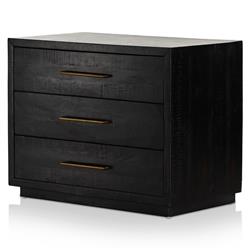 Dorwin Rustic Lodge Black Wood Brass Iron 3 Drawer Nightstand|