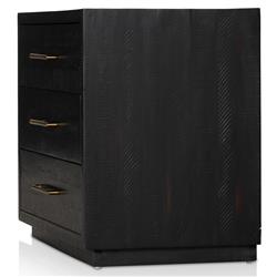 Dorwin Rustic Lodge Black Wood Brass Iron 3 Drawer Nightstand|