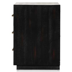 Dorwin Rustic Lodge Black Wood Brass Iron 3 Drawer Nightstand|