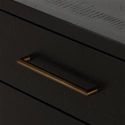 Dorwin Rustic Lodge Black Wood Brass Iron 3 Drawer Nightstand|