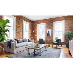 Olena Mid Century Black Upholstered Leather Brown Oak Wood Living Room Arm Chair|