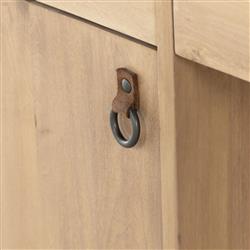 Isaac Rustic Lodge Brown Wood 5 Drawer 1 Door Executive Desk|