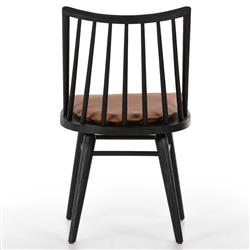 Lara Rustic Lodge Brown Leather Black Oak Windsor Dining Side Chair|