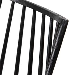 Lara Rustic Lodge Brown Leather Black Oak Windsor Dining Side Chair|