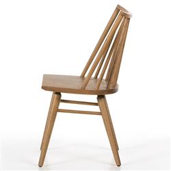 Lara French Classic Brown Oak Wood Windsor Dining Side Chair|