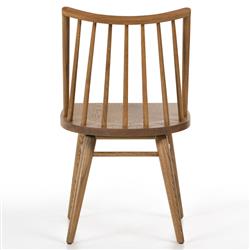 Lara French Classic Brown Oak Wood Windsor Dining Side Chair|