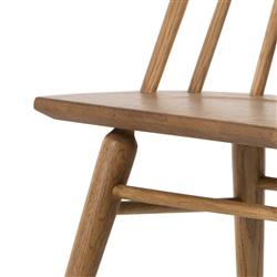 Lara French Classic Brown Oak Wood Windsor Dining Side Chair|