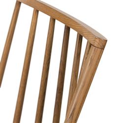 Lara French Classic Brown Oak Wood Windsor Dining Side Chair|