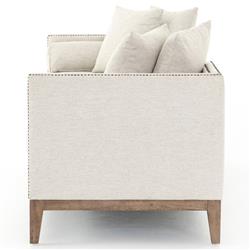 Marida French Country Off White Upholstered Brown Wood Nailhead Trim Daybed|