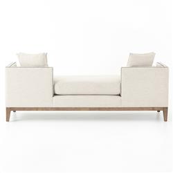 Marida French Country Off White Upholstered Brown Wood Nailhead Trim Daybed|