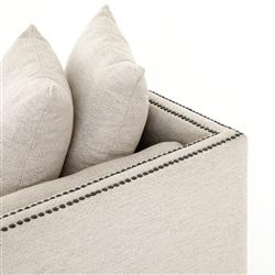 Marida French Country Off White Upholstered Brown Wood Nailhead Trim Daybed|