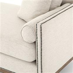 Marida French Country Off White Upholstered Brown Wood Nailhead Trim Daybed|