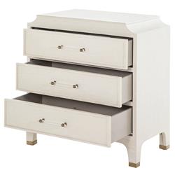 Alexander French White Wood Acrylic Handle 3 Drawer Bachelor Chest Dresser|