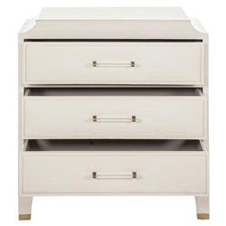 Alexander French White Wood Acrylic Handle 3 Drawer Bachelor Chest Dresser|