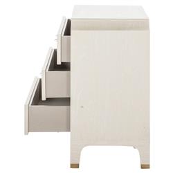 Alexander French White Wood Acrylic Handle 3 Drawer Bachelor Chest Dresser|