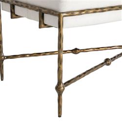 Lambeth Modern Classic White Hair On Hide Antique Brass Iron Bench|