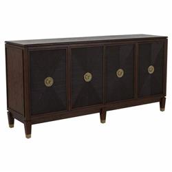 Saffron Modern Classic Dark Brown Oak Wood Ribbed Media Cabinet - 73"W|