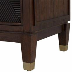 Saffron Modern Classic Dark Brown Oak Wood Ribbed Media Cabinet - 73"W|