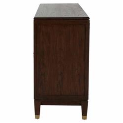 Saffron Modern Classic Dark Brown Oak Wood Ribbed Media Cabinet - 73"W|