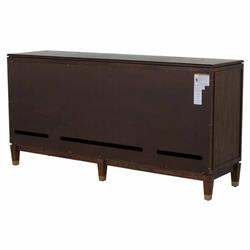 Saffron Modern Classic Dark Brown Oak Wood Ribbed Media Cabinet - 73"W|