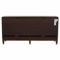 Saffron Modern Classic Dark Brown Oak Wood Ribbed Media Cabinet - 73"W|