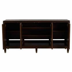 Saffron Modern Classic Dark Brown Oak Wood Ribbed Media Cabinet - 73"W|
