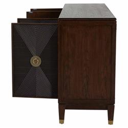Saffron Modern Classic Dark Brown Oak Wood Ribbed Media Cabinet - 73"W|
