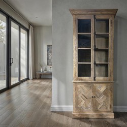 Haper Updated Traditional Brown Reclaimed Wood Display Case|