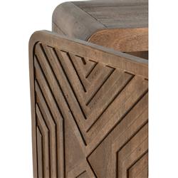 Sherwood Mid Century Modern Brown Mango Wood 2 Patterned Door Bar Cabinet|