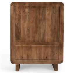 Sherwood Mid Century Modern Brown Mango Wood 2 Patterned Door Bar Cabinet|