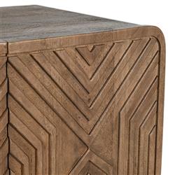 Sherwood Mid Century Modern Brown Mango Wood 2 Patterned Door Bar Cabinet|