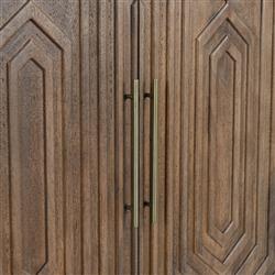 Sherwood Mid Century Modern Brown Mango Wood 2 Patterned Door Bar Cabinet|